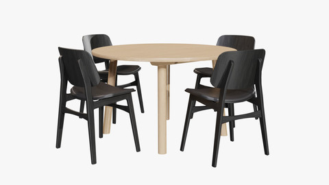 DiningSet V-04-Taro Table and Soborg Chair Low-poly 3D model