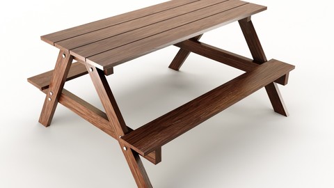 Wood table PBR Low-poly 3D model