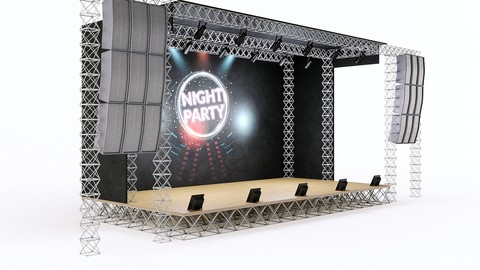 Concert scene Low-poly 3D model