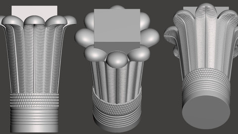 Egyptian Palm Leaf Capital - 3d model for CNC - CapitalEgyptianPalmLeafCFC01
