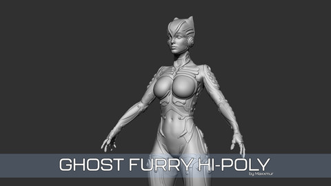 Beautiful Hi-poly model of the character Ghost Furry