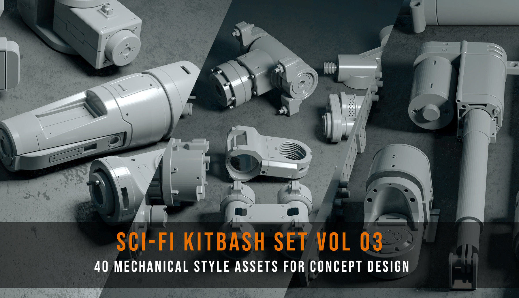 sci fi kitbash set fusion 360 zbrush 3d model