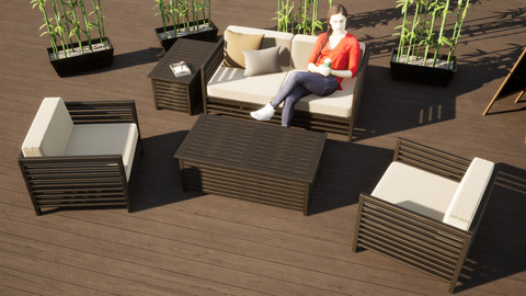 Wooden Outdoor Lounge | Twinmotion 3D Model Set