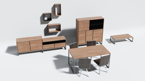 Living Room Set | Sketchup 3D Model Set | Incl. V-Ray Materials