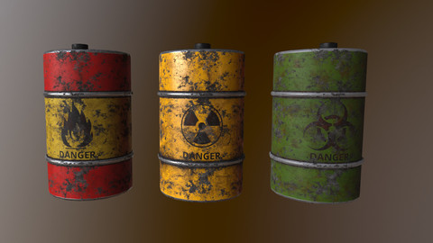 Low poly Oil barrel 3 color