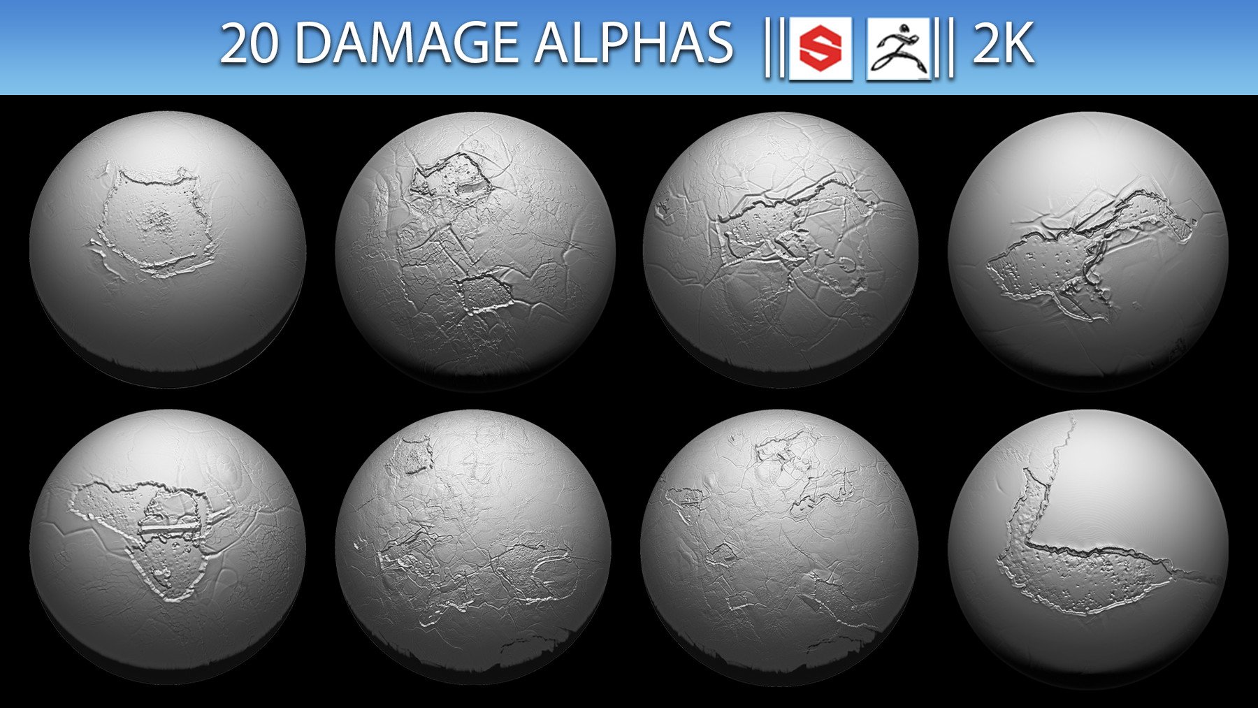 Download Artstation 20 Damage Alphas Zbrush Substance 2k Tutorials