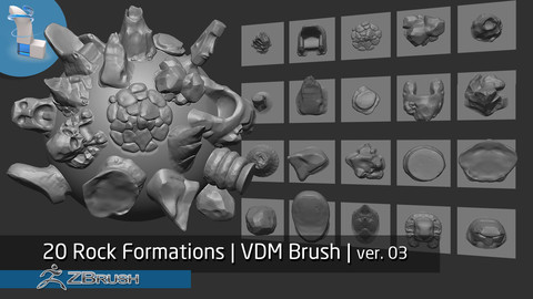 Zbrush | 20 Rock Formations v3.0 | VDM Brush