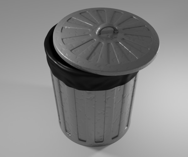 ArtStation Used Wrinkled Trash Can Game Assets
