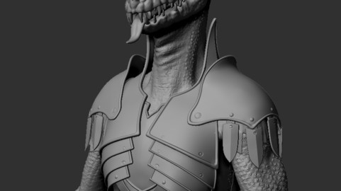 character lizard humanoid armor hightpoly ( hight poly ). zbrush