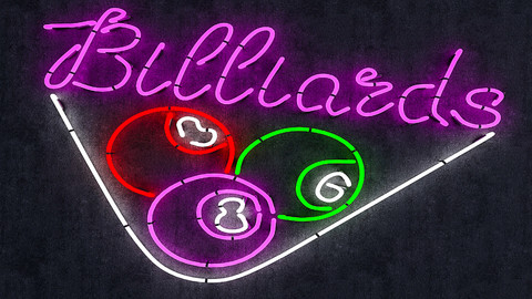 Neon Billiards Sign