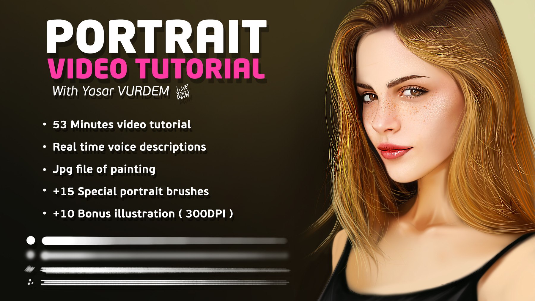 Voice description. YAÅŸAR Vurdem - hair Painting in Photoshop - Video Tutorial.