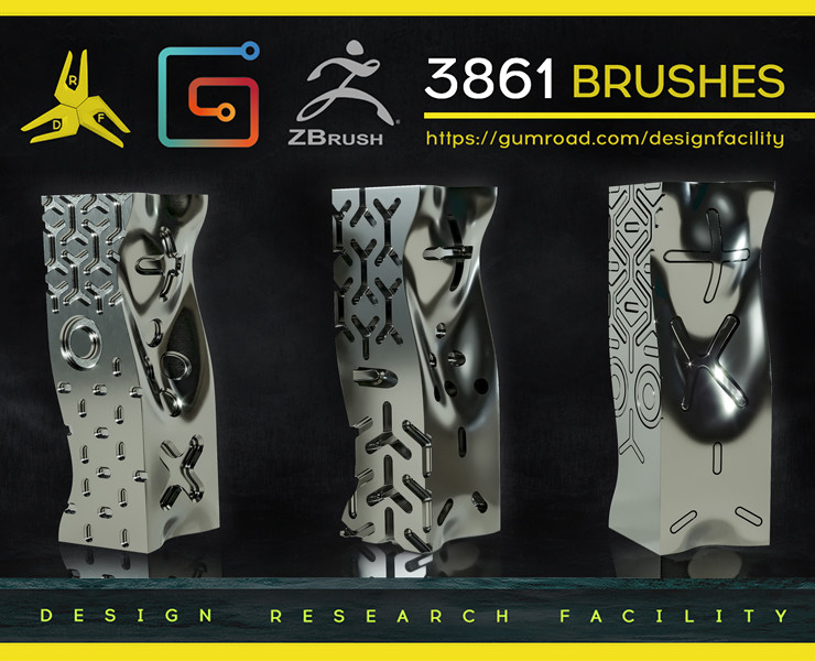 D R F ZBrush DRF 3861 IMM Hard Surface Brushes Vol.1