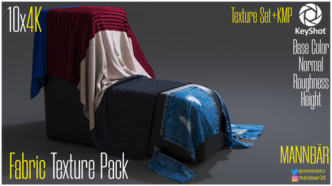 10x4K Fabric Texture Pack + Keyshot Material