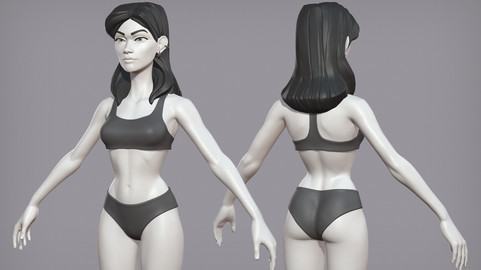 Cartoon female character Pietra base mesh