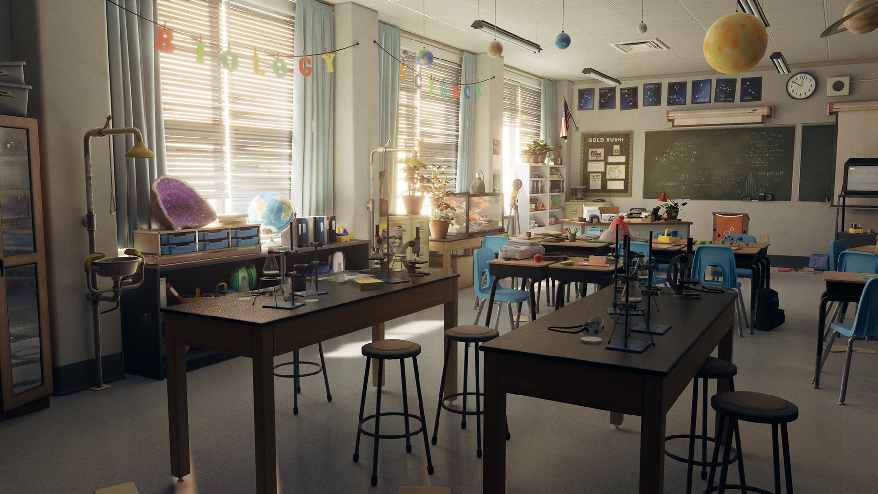 ArtStation UE4 High school Science Lab Classroom 90's themed (Day