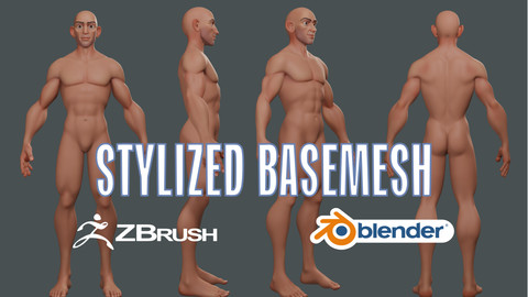 Stylized Male Basemesh with clean topology (ZTool and Blender Scene)