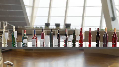 Alcohol Bottle and Glass