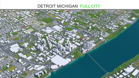 Detroit City Michigan 3D Model