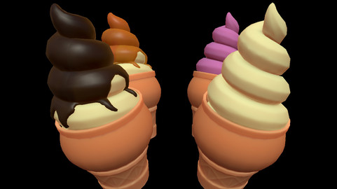 Stylized Ice cream cones, Multiple flavors.