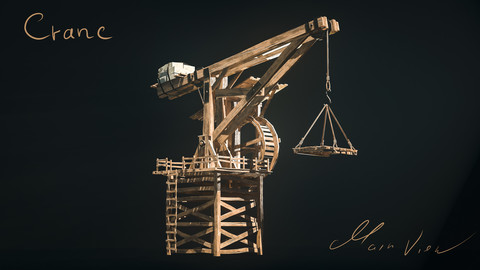 Crane Medieval Low Poly