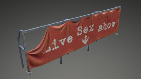 Cyberpunk style sign - vinyl banner on frame