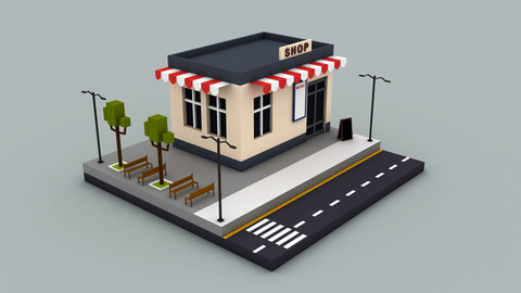 Coffee shop - Low poly