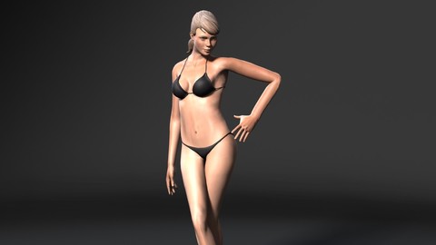 Woman in bikini-Rigged 3d game character Low-poly 3D model