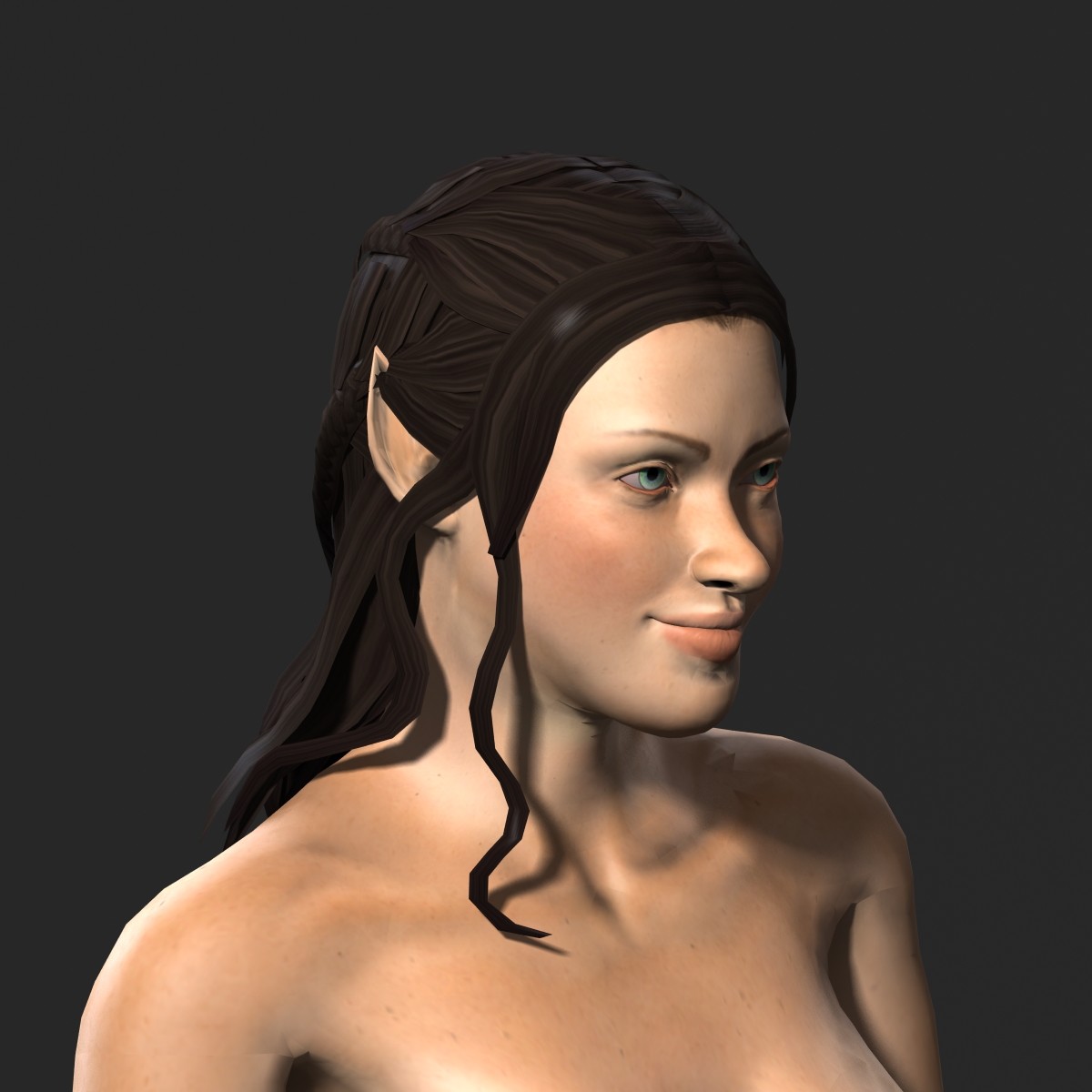 Igor Ko - Naked Elf woman-Rigged 3d game character Low-poly 3D model