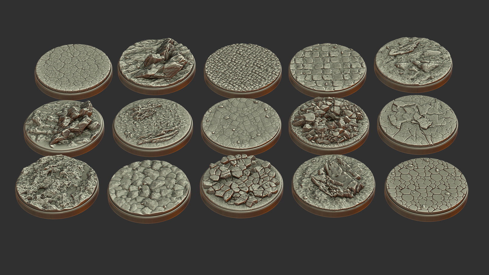 ArtStation PACK 4 15 MINIATURE BASES 50mm 3D Print Ready OBJ  ArtStation PACK 4 15 MINIATURE BASES 50mm 3D Print Ready OBJ