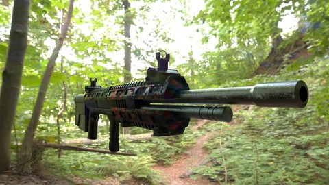 3D Low poly model of prototype firearms