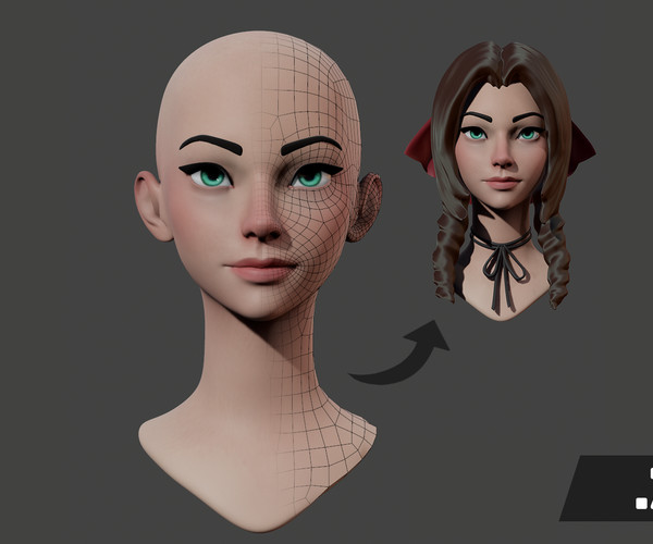 ArtStation - Stylized Female Head Basemesh + Accessories | Resources