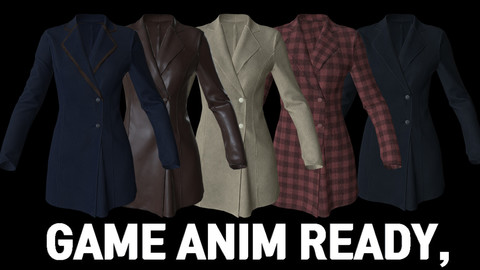 Female Coat cloth for Game, animation with low poly