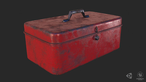 Antique Toolbox Lowpoly PBR GameReady - 3 Texture Variants