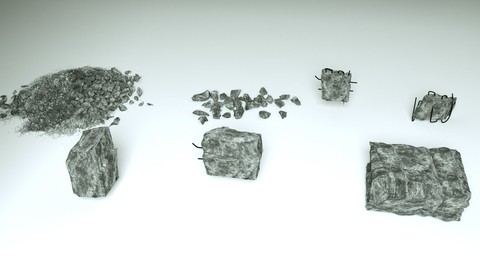 Demolished Concrete and stones - 7 3D models Free 3D model