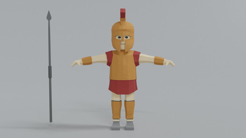 Low Poly Ancient Greek Warrior