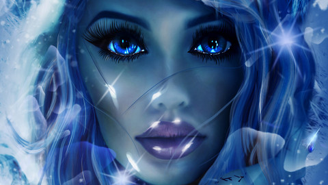 Beautiful girl with an icy look.