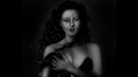 Portrait of a young Italian film actress Monica Bellucci.