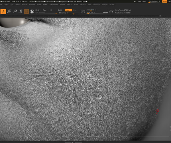 pores with zbrush