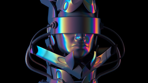 Cool Iridescent Robo-Head