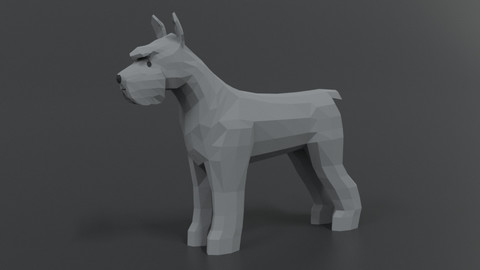 Low Poly Cartoon Standard Schnauzer Dog