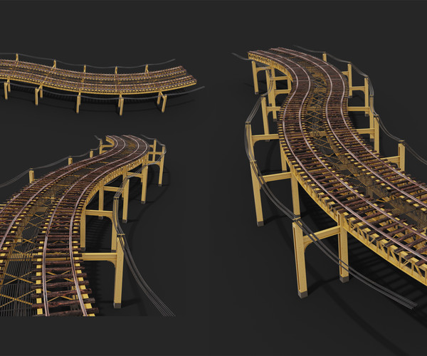 ArtStation Kitbash Elevated Railroad Train Track Metro 3d Model