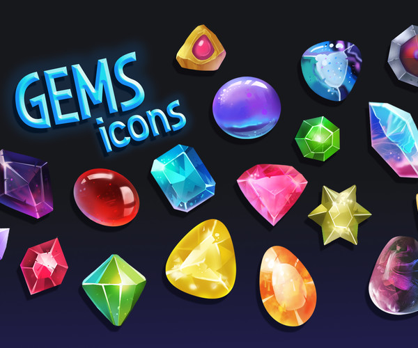 ArtStation Stones & Gem Icon Pack Game Assets