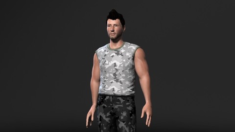 Animated Muscular Man-Rigged 3d game character Low-poly 3D model