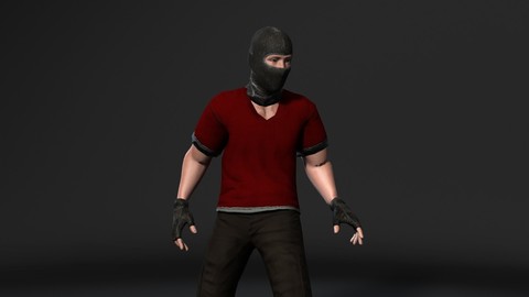 Animated Gang Man-Rigged 3d game character Low-poly 3D model