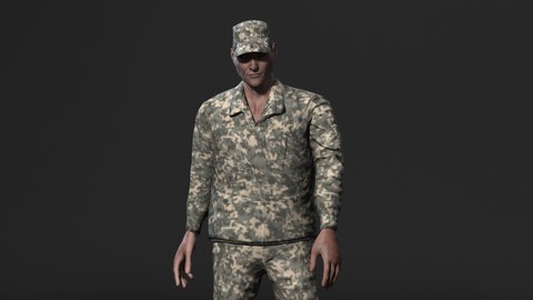 Animated Soldier Man-Rigged 3d game character Low-poly