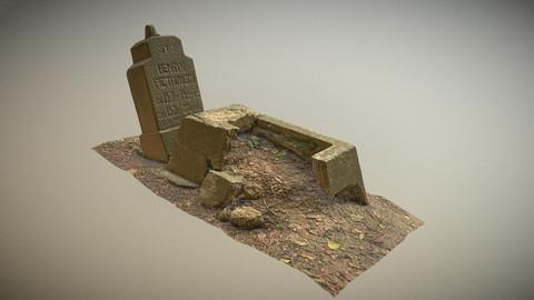 Scanned photorealistic broken grave Low-poly 3D model