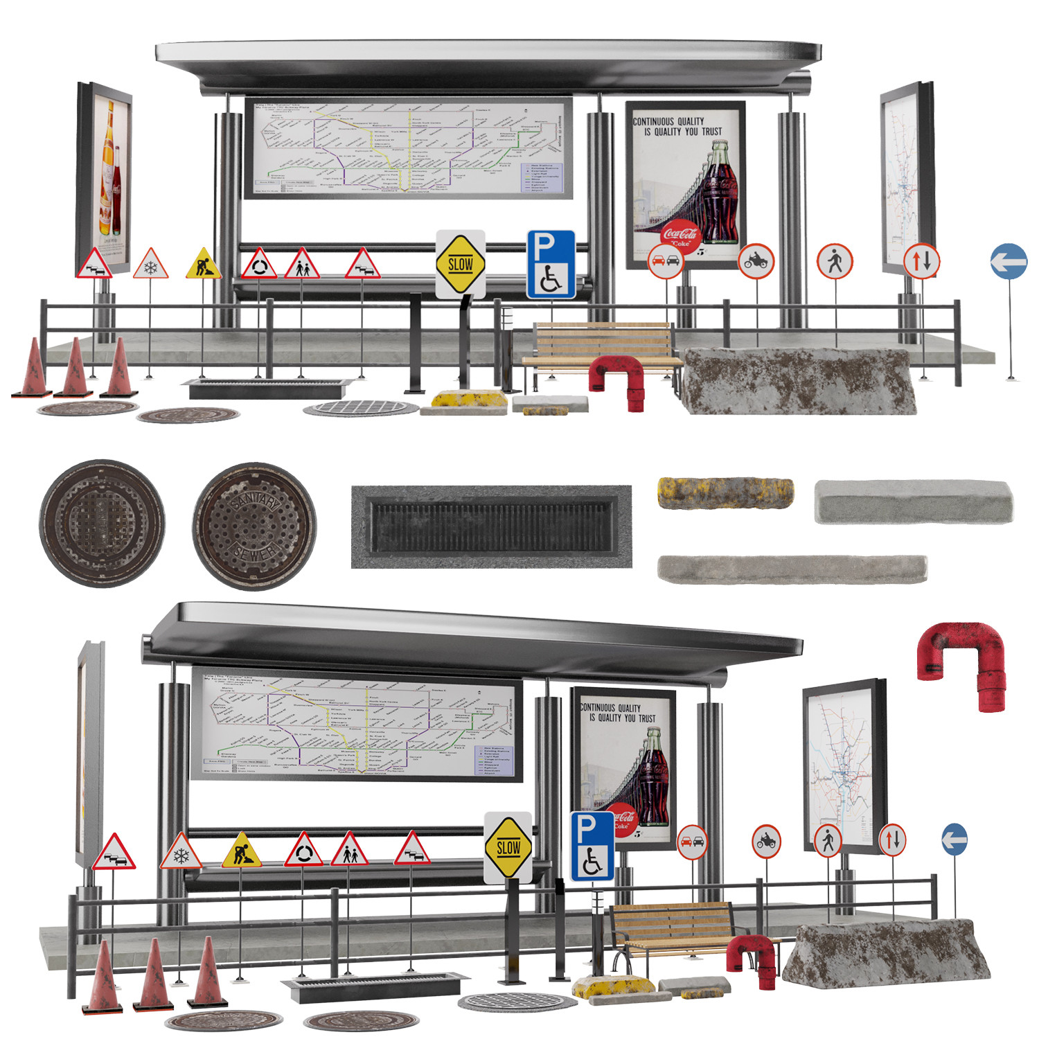ArtStation - Street kitbash (VOL1-VOL2)3dmodels acctes+3dsmax(corona+ ...