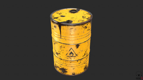 Old Rusty Oil Drum with oil leakage PBR Low-poly