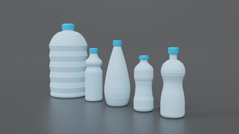 chroma 3D - Low Poly Cartoon Water Bottles