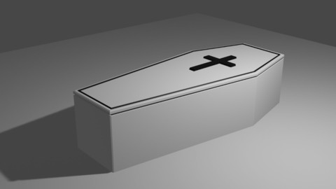 White Coffin Low Poly - Caixao branco Low-poly 3D model